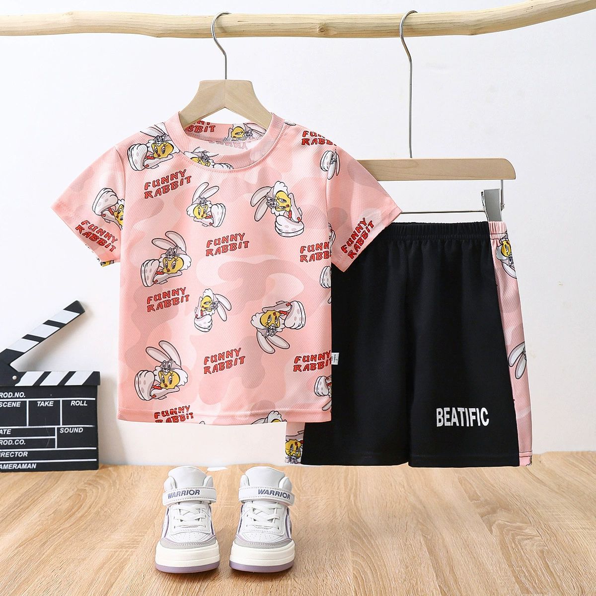 Boys Summer 2PCS Outfit Kids Cartoon Short Sleeve T Shirt Shorts Casual Set 1-5 Years