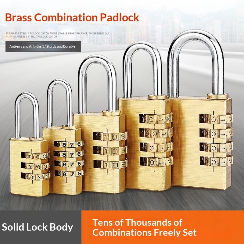 Combination copper lock for security doors, student apartments, luggage, university dormitories, copper padlock with combination, wholesale combination locks