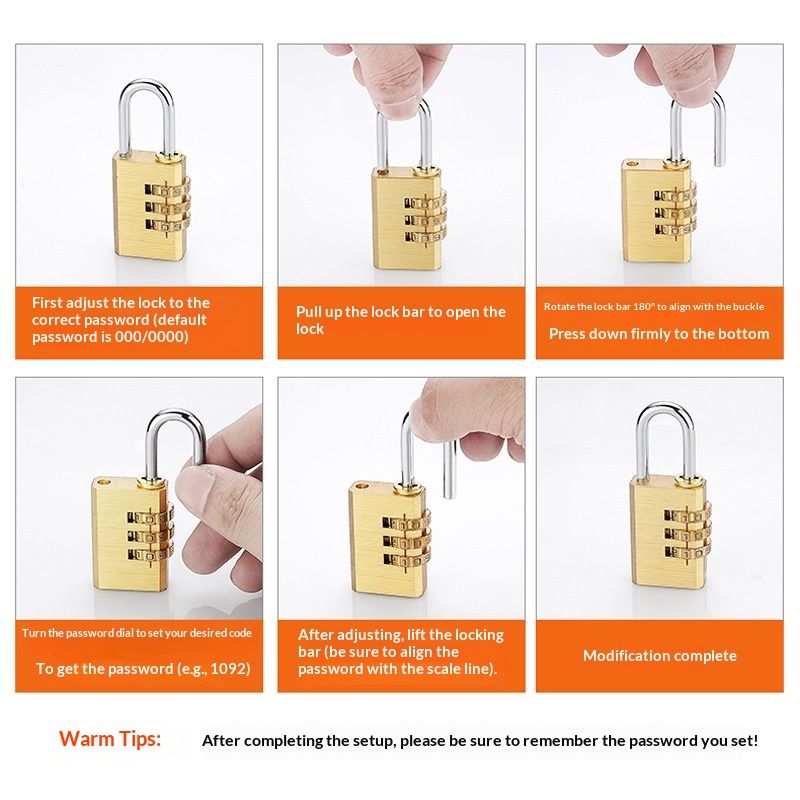Combination copper lock for security doors, student apartments, luggage, university dormitories, copper padlock with combination, wholesale combination locks