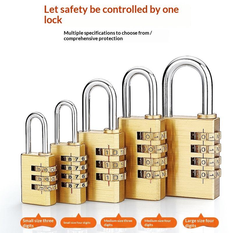 Combination copper lock for security doors, student apartments, luggage, university dormitories, copper padlock with combination, wholesale combination locks