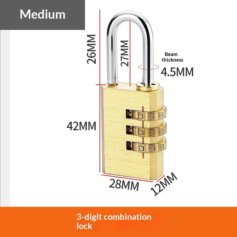 Combination copper lock for security doors, student apartments, luggage, university dormitories, copper padlock with combination, wholesale combination locks