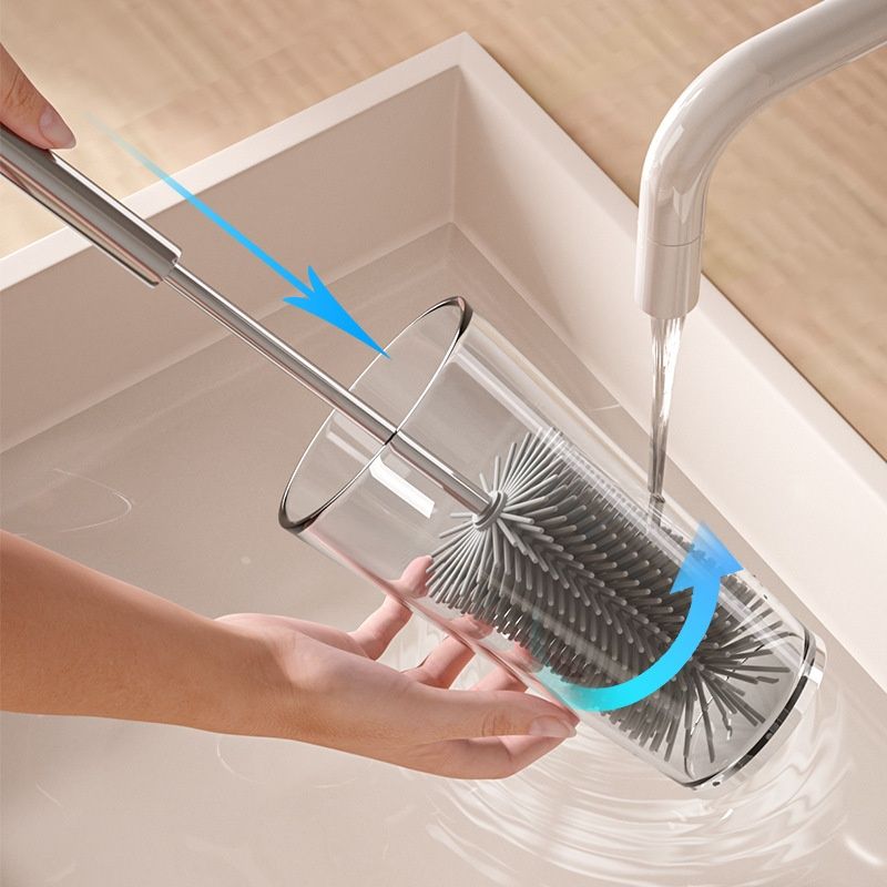 Long-handled cup brush, labor-saving cup washing tool, multi-purpose cup cleaning brush, baby bottle brush, silicone brush that reaches all corners and removes tea stains