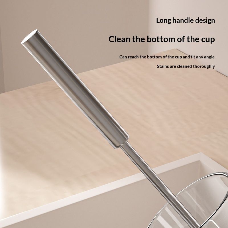 Long-handled cup brush, labor-saving cup washing tool, multi-purpose cup cleaning brush, baby bottle brush, silicone brush that reaches all corners and removes tea stains