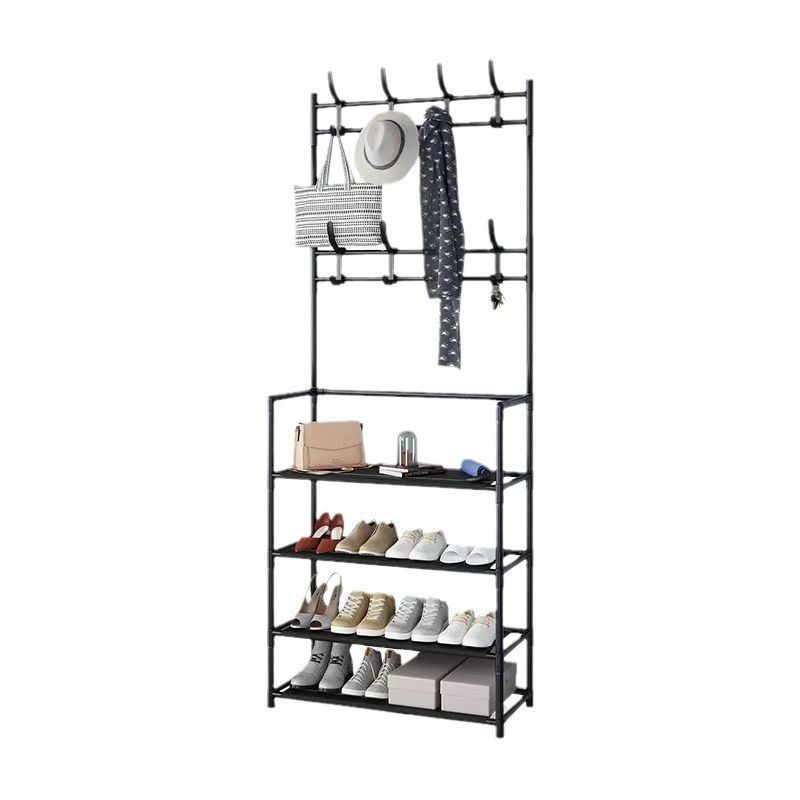 Multi-layer home shoe rack floor-standing integrated coat and hat rack, shoe house entrance simple multi-functional shoe and clothing rack