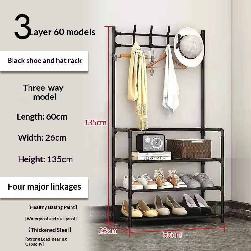 Multi-layer home shoe rack floor-standing integrated coat and hat rack, shoe house entrance simple multi-functional shoe and clothing rack