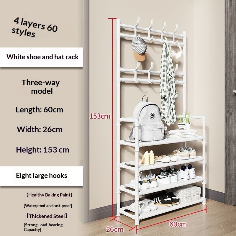 Multi-layer home shoe rack floor-standing integrated coat and hat rack, shoe house entrance simple multi-functional shoe and clothing rack