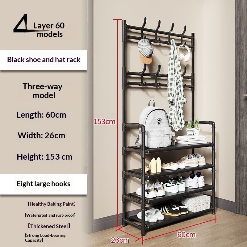 Multi-layer home shoe rack floor-standing integrated coat and hat rack, shoe house entrance simple multi-functional shoe and clothing rack