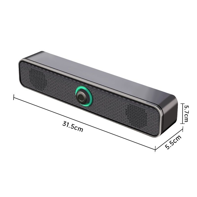 Wired desktop home computer small speakers, desktop portable laptop subwoofer, long strip glowing Bluetooth speaker