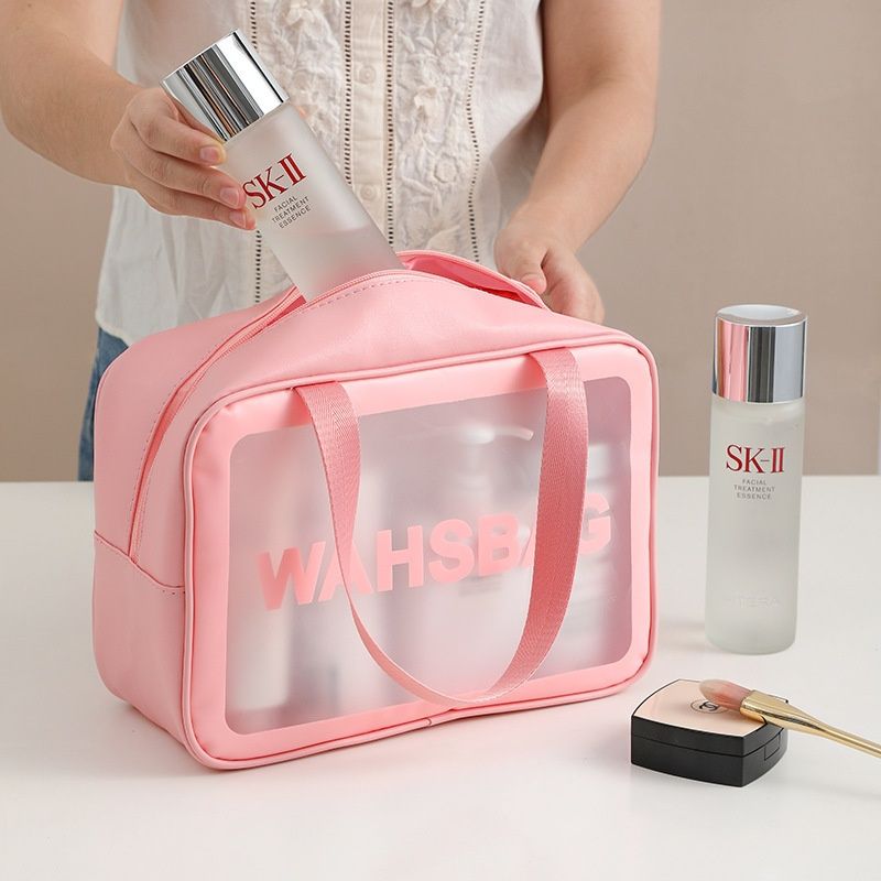 Waterproof makeup bag, portable travel PVC toiletry bag, waterproof cosmetic storage bag, large-capacity bath bag for swimming