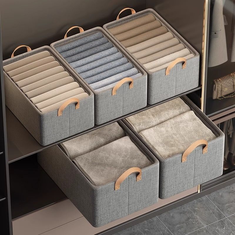 Clothing storage box for home use, for storing clothes and pants, organizer box, dormitory fabric wardrobe, layered storage magic, storage basket