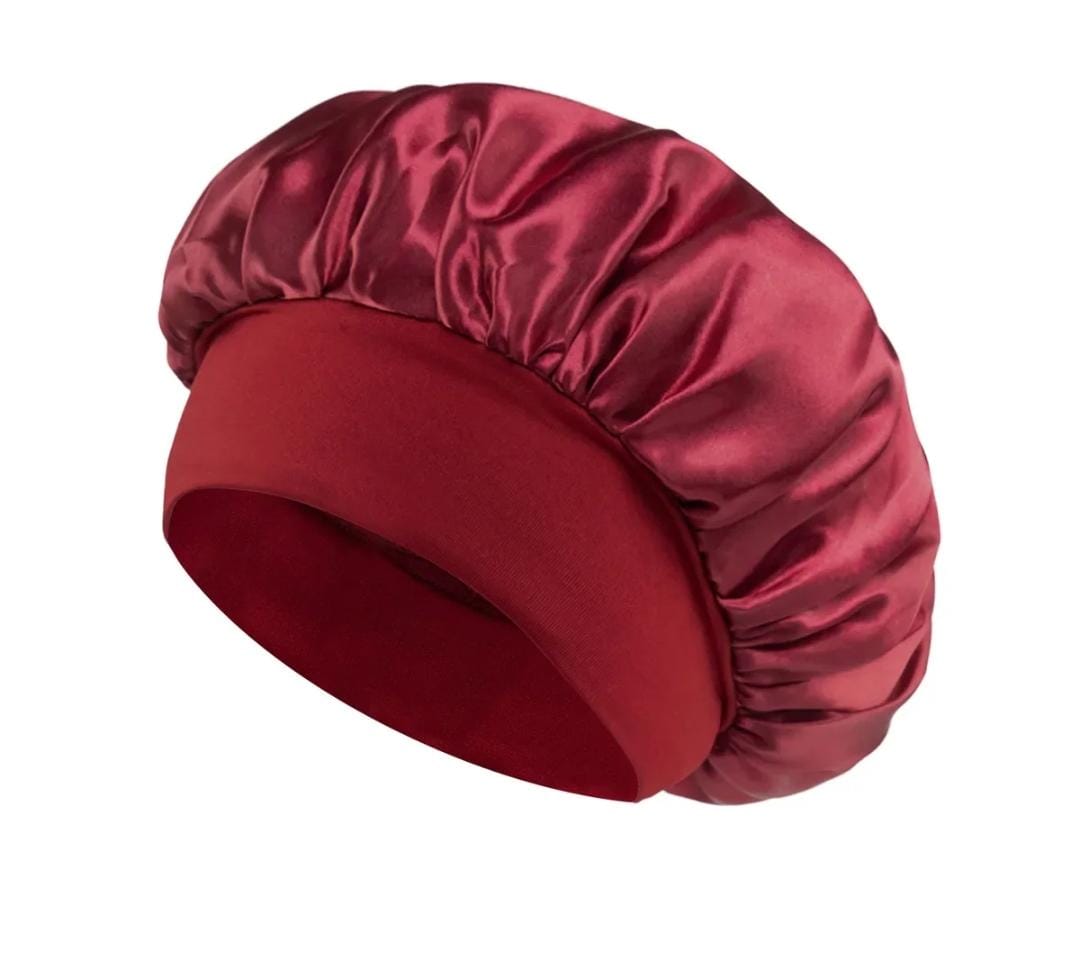 Satin Headscarf Hat Sleeping Bonnet Curly Hair Wrap Silk Cap Fashion Wide Soft Elastic Springy Band Head Scarf Headwear Pure Color Night Sleep Hat Nightcap Head Cover Pink one size