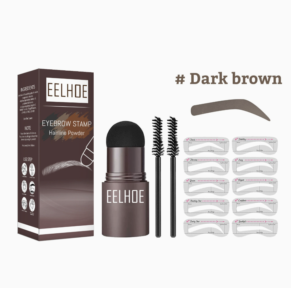 Eye Brow One Step Eyebrow Stamp Shaping Kit Set Gel Stamp Makeup Kit Magic Eyebrow Stencils Eyebrow Brushes Dark Brown One set