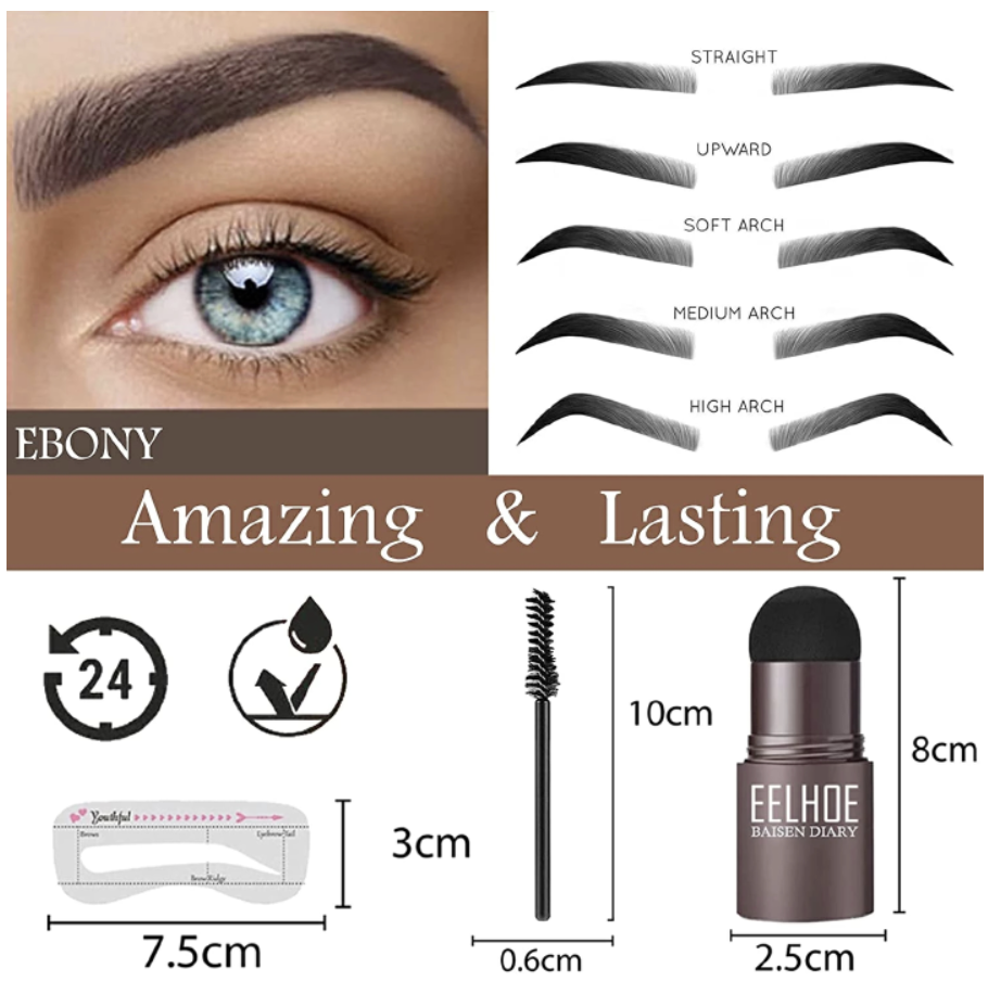 Eye Brow One Step Eyebrow Stamp Shaping Kit Set Gel Stamp Makeup Kit Magic Eyebrow Stencils Eyebrow Brushes Dark Brown One set