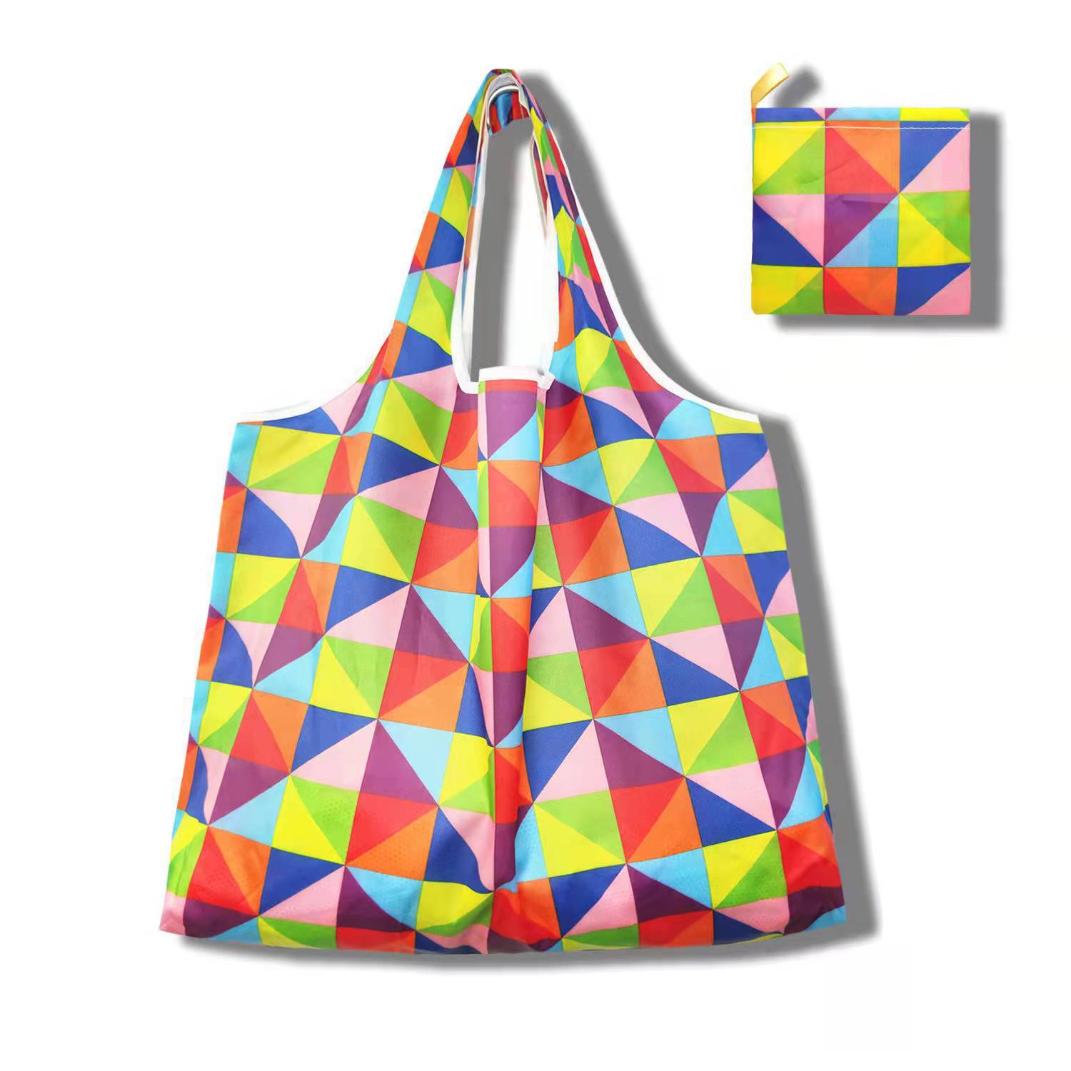 New Large Foldable Shopping Bag, Flower Cloth Square Bag, Portable Shopping Bag, Tote Bag, Folding Eco-Friendly Bag 01 one size