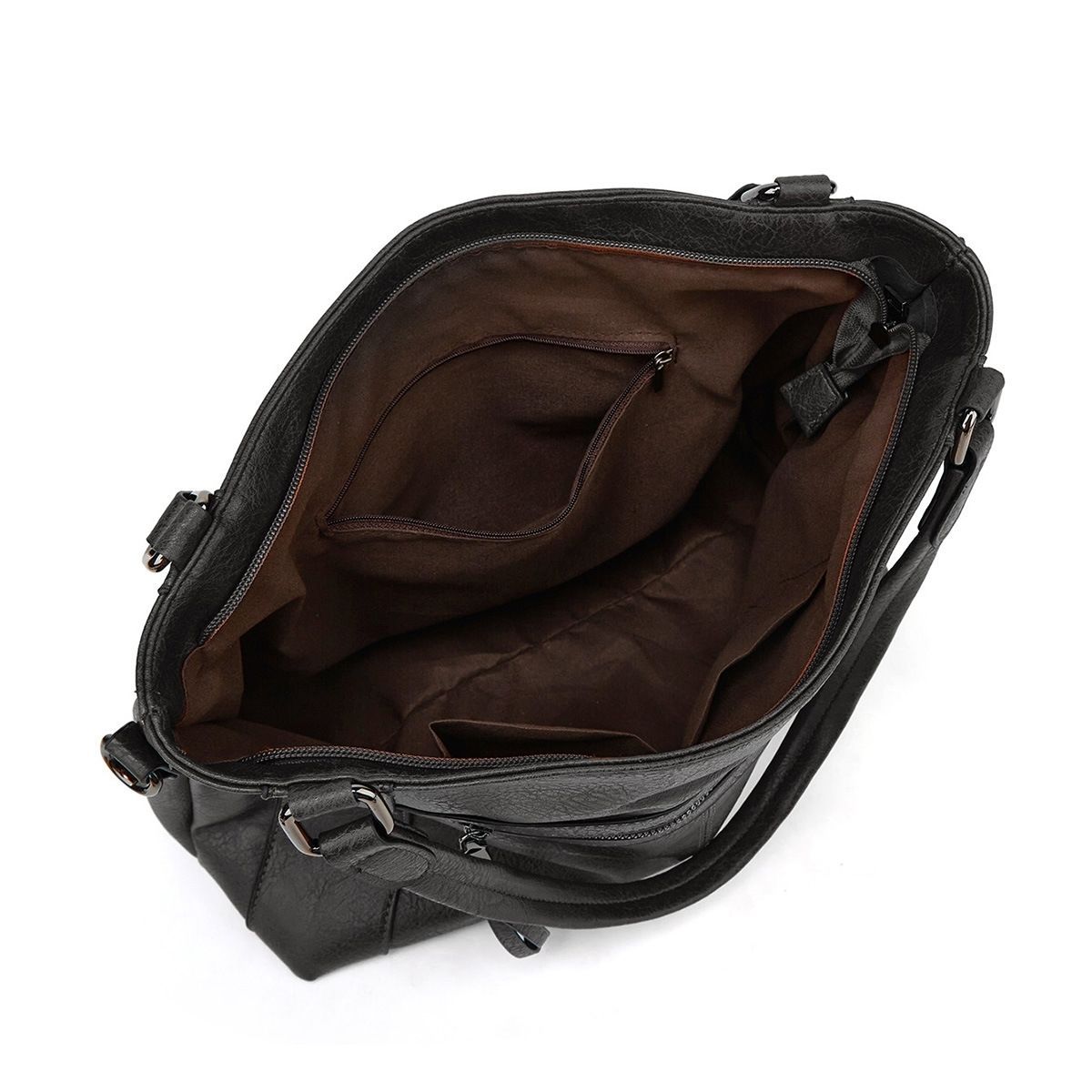 Handbag Large PU Leather Bag Hobo Tote Bag Women Shoulder Bag Tote Messenger and Wallet Set for Work Shopping Party Travel black Long