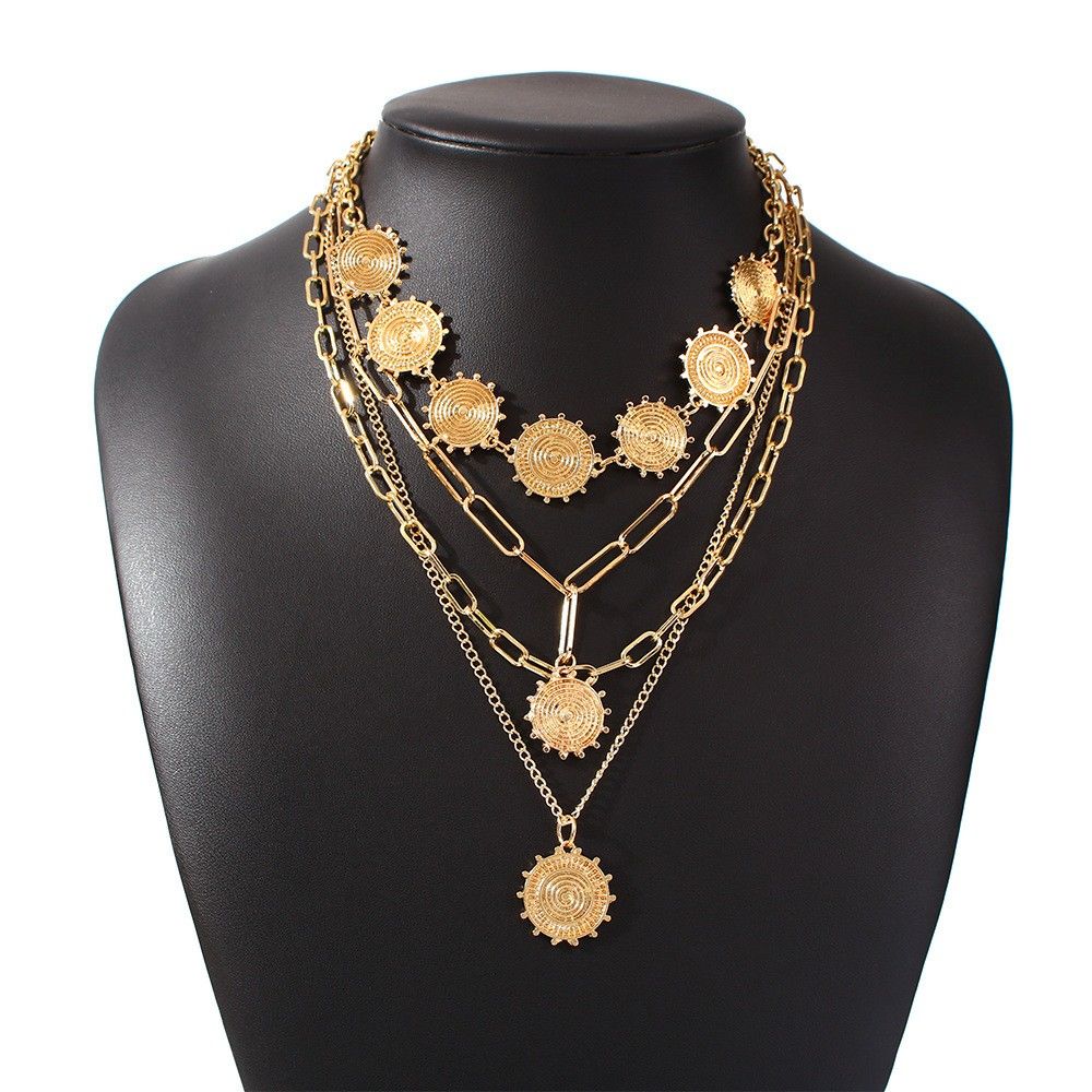 Layered Gold Necklaces for Women,Stackable Dainty Trendy Pendant Choker gold as picture
