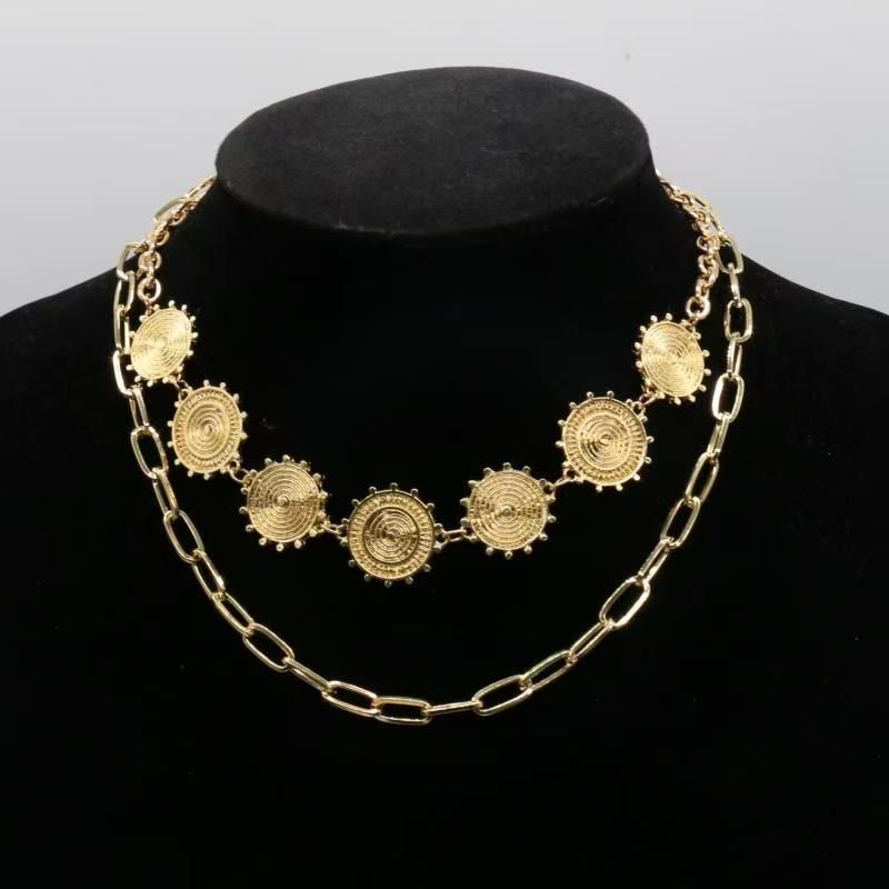 Layered Gold Necklaces for Women,Stackable Dainty Trendy Pendant Choker gold as picture