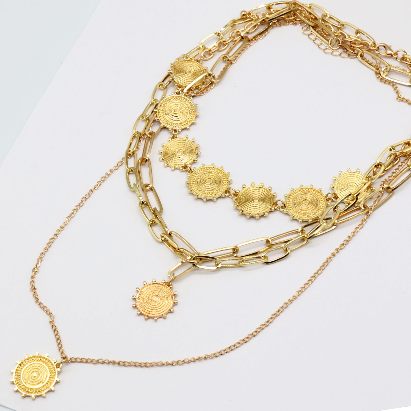 Layered Gold Necklaces for Women,Stackable Dainty Trendy Pendant Choker gold as picture