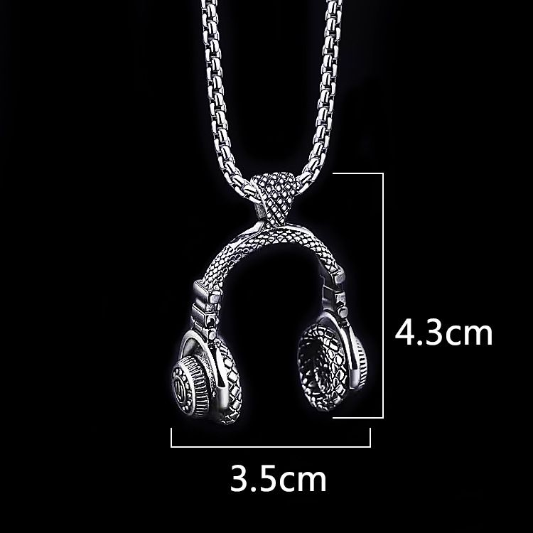 European and American cross-border popular rock music headphones pendant necklace accessories men's hip-hop titanium steel long sweater chain wholesale 01 ONE SIZE