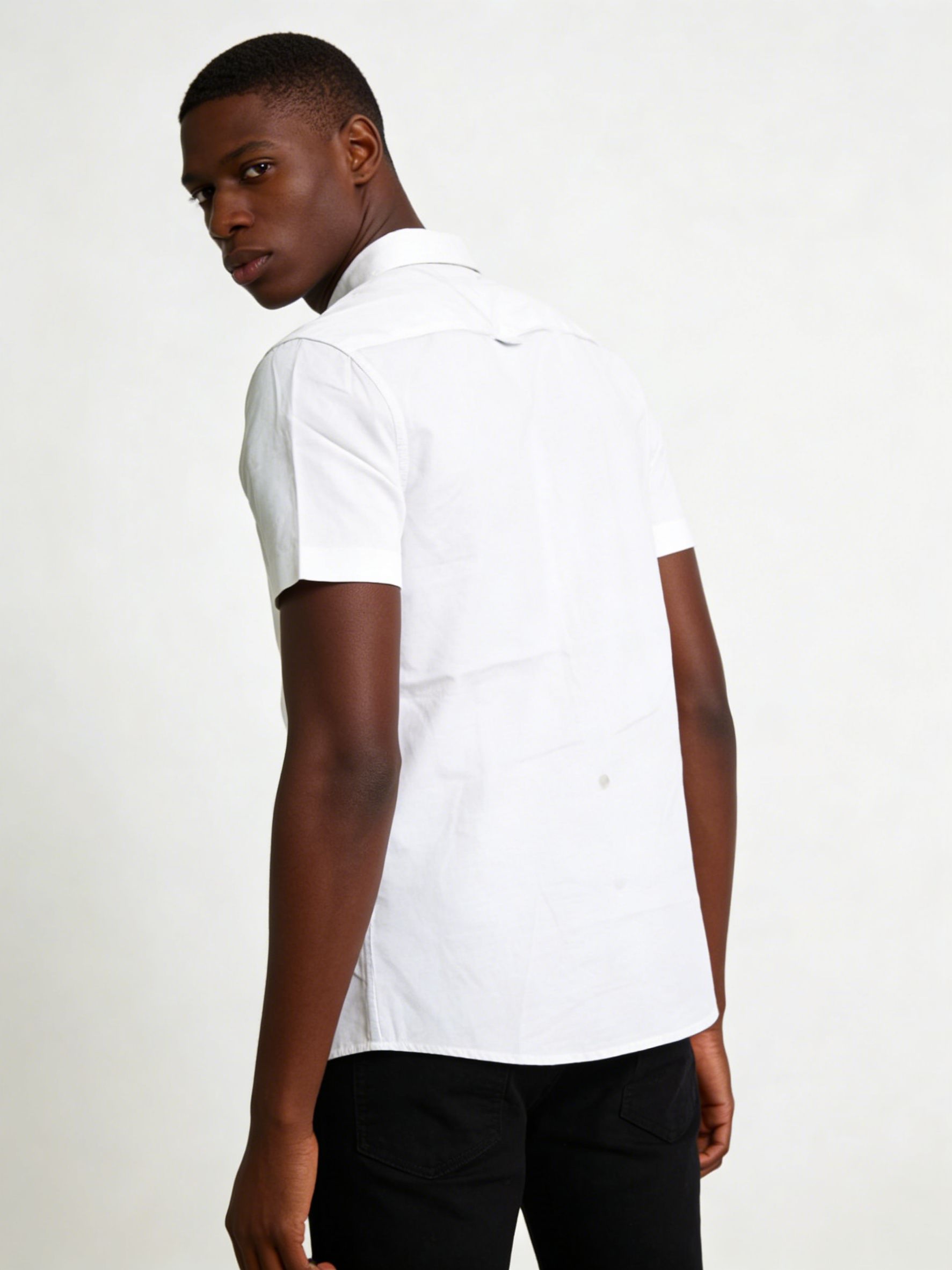 Men's Linen Blend Short Sleeve Button Down Shirt White