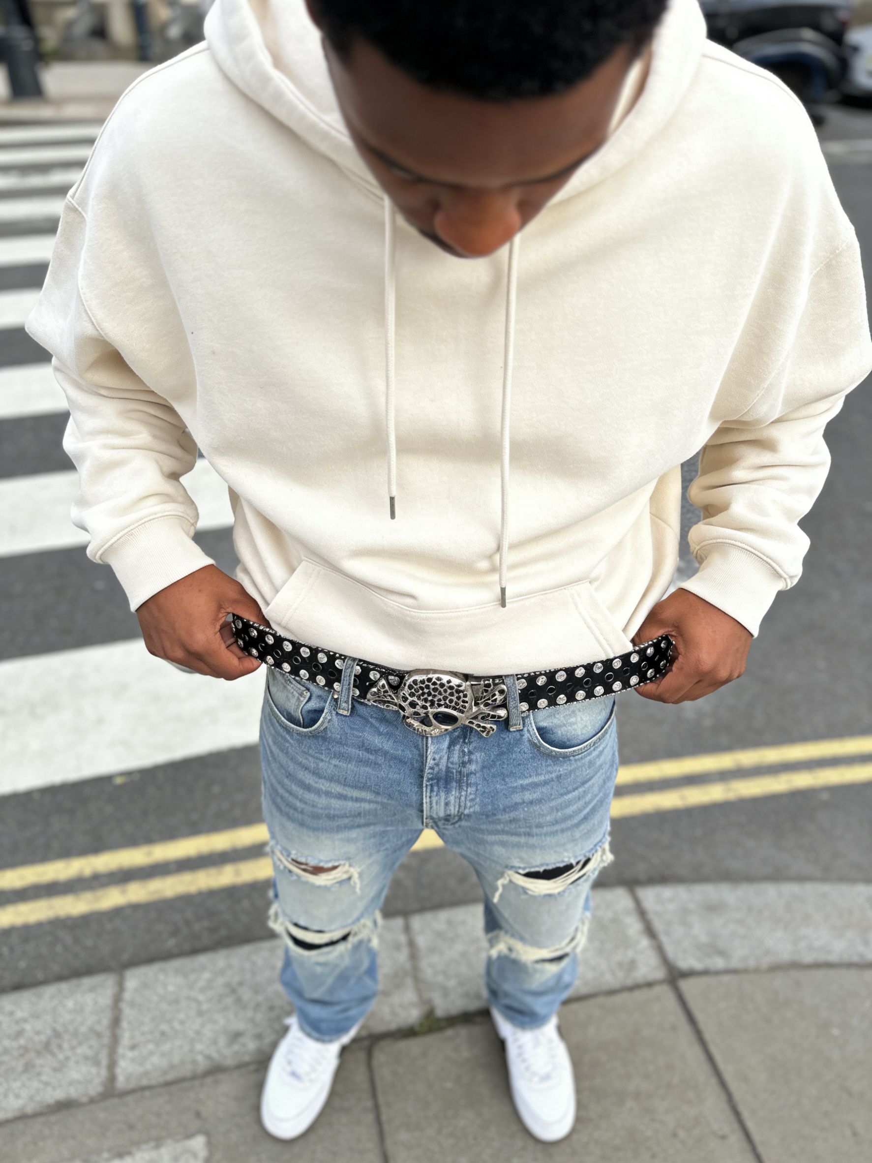 Black Glitter Skull Rhinestone Belt | Punk Rock Bling Statement Belt