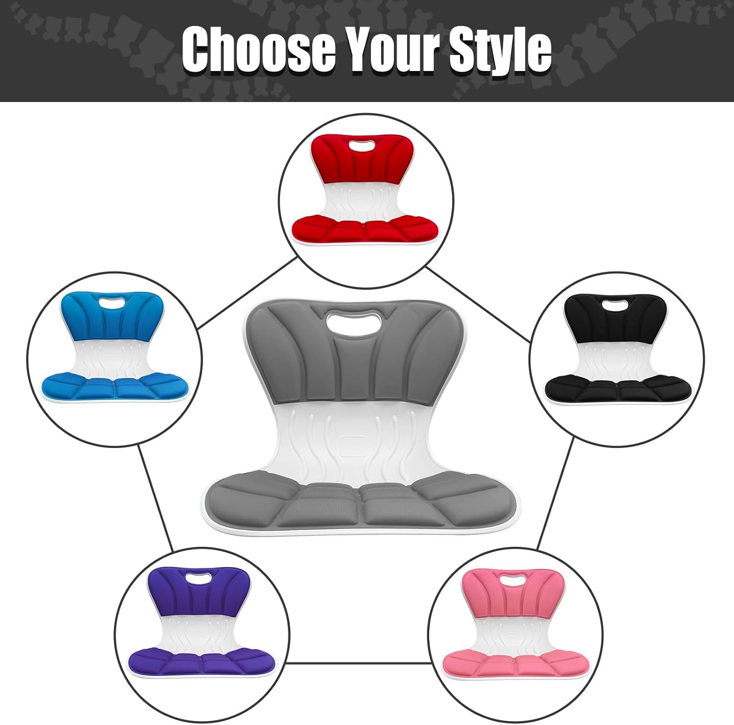 Seat Posture Corrector Orthopedic Sitting Support Cushion for Back Pain Relief and Spine Alignment Office Chair