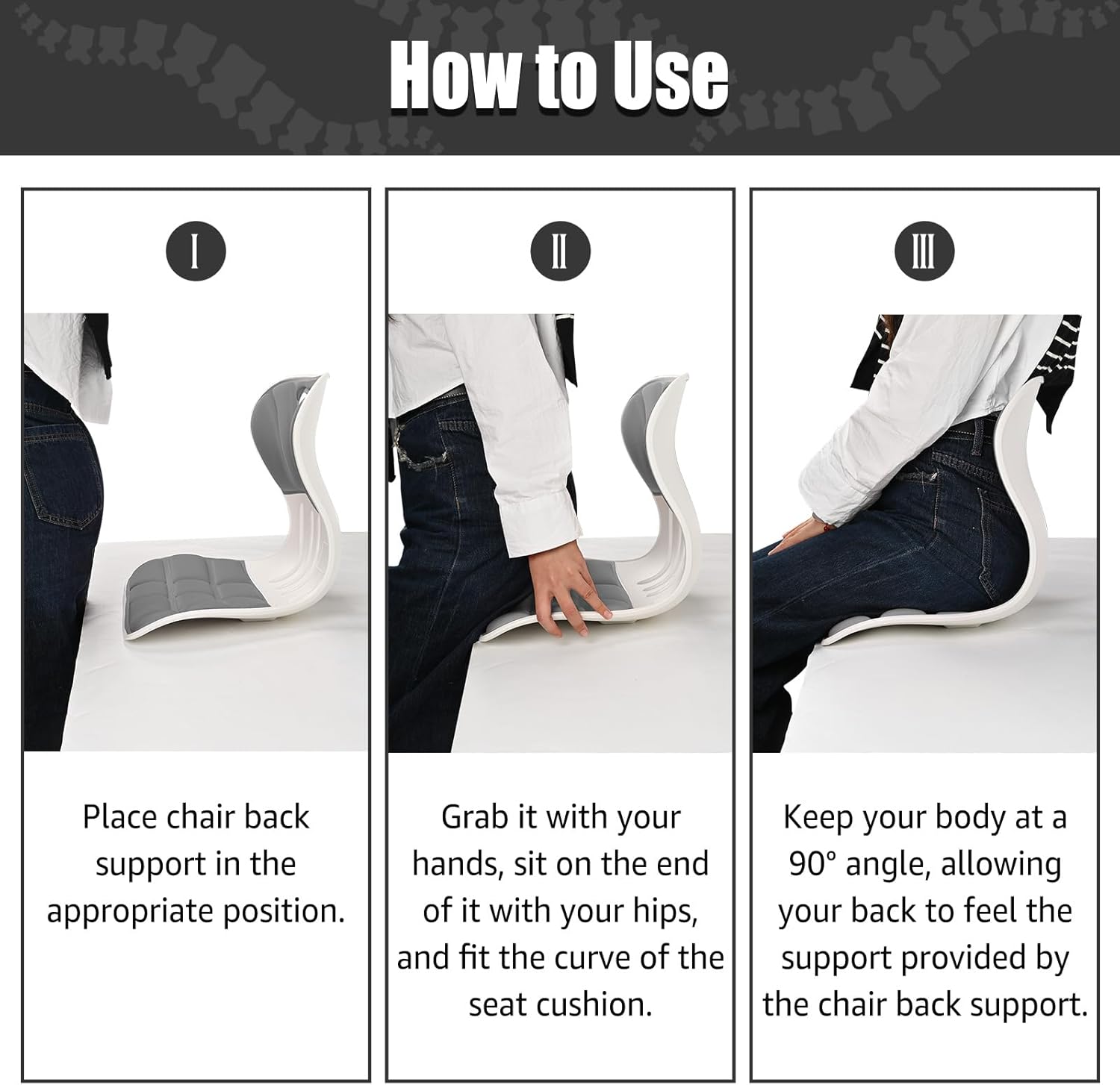 Seat Posture Corrector Orthopedic Sitting Support Cushion for Back Pain Relief and Spine Alignment Office Chair