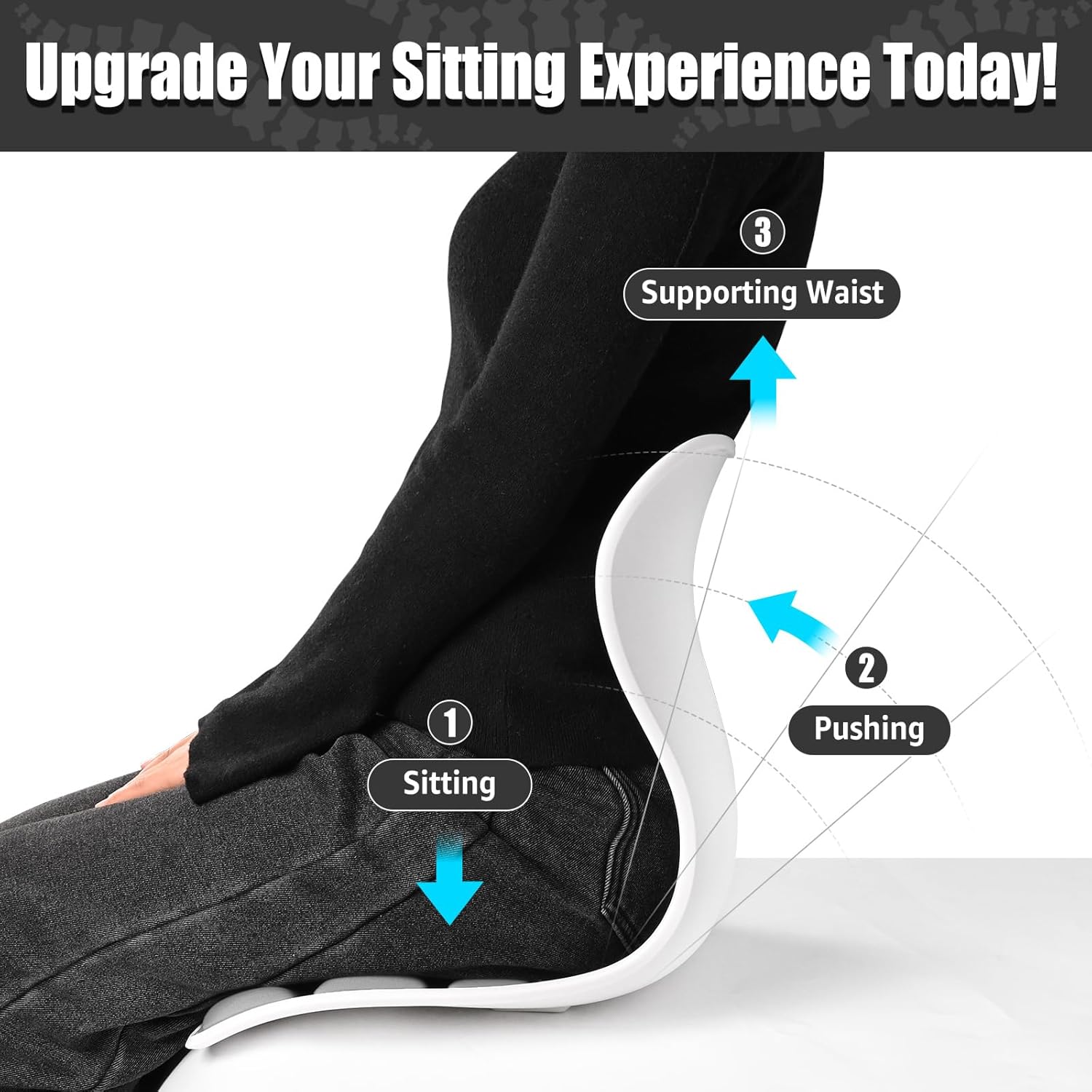 Seat Posture Corrector Orthopedic Sitting Support Cushion for Back Pain Relief and Spine Alignment Office Chair
