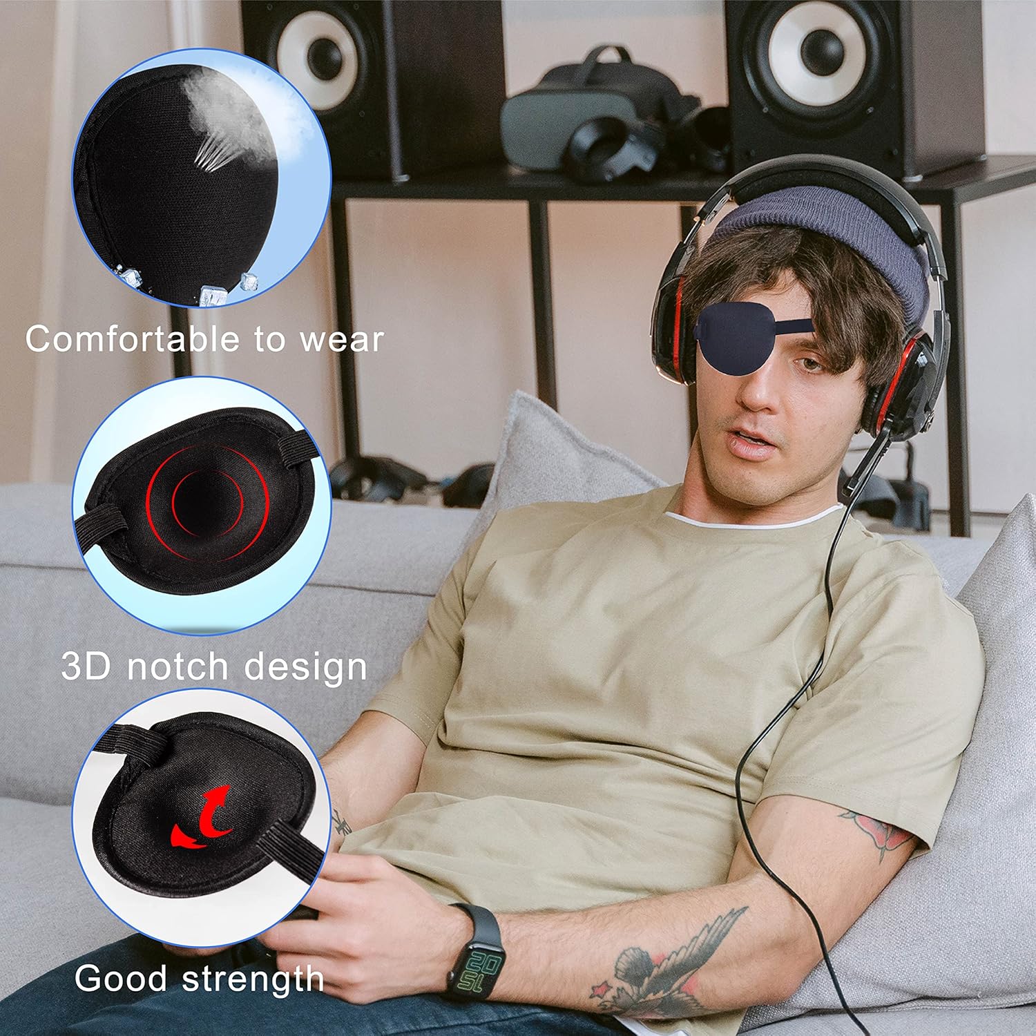 Eye Patch Soft Adjustable Eye Cover for Eye Protection Recovery and Light Blocking Comfortable Wear