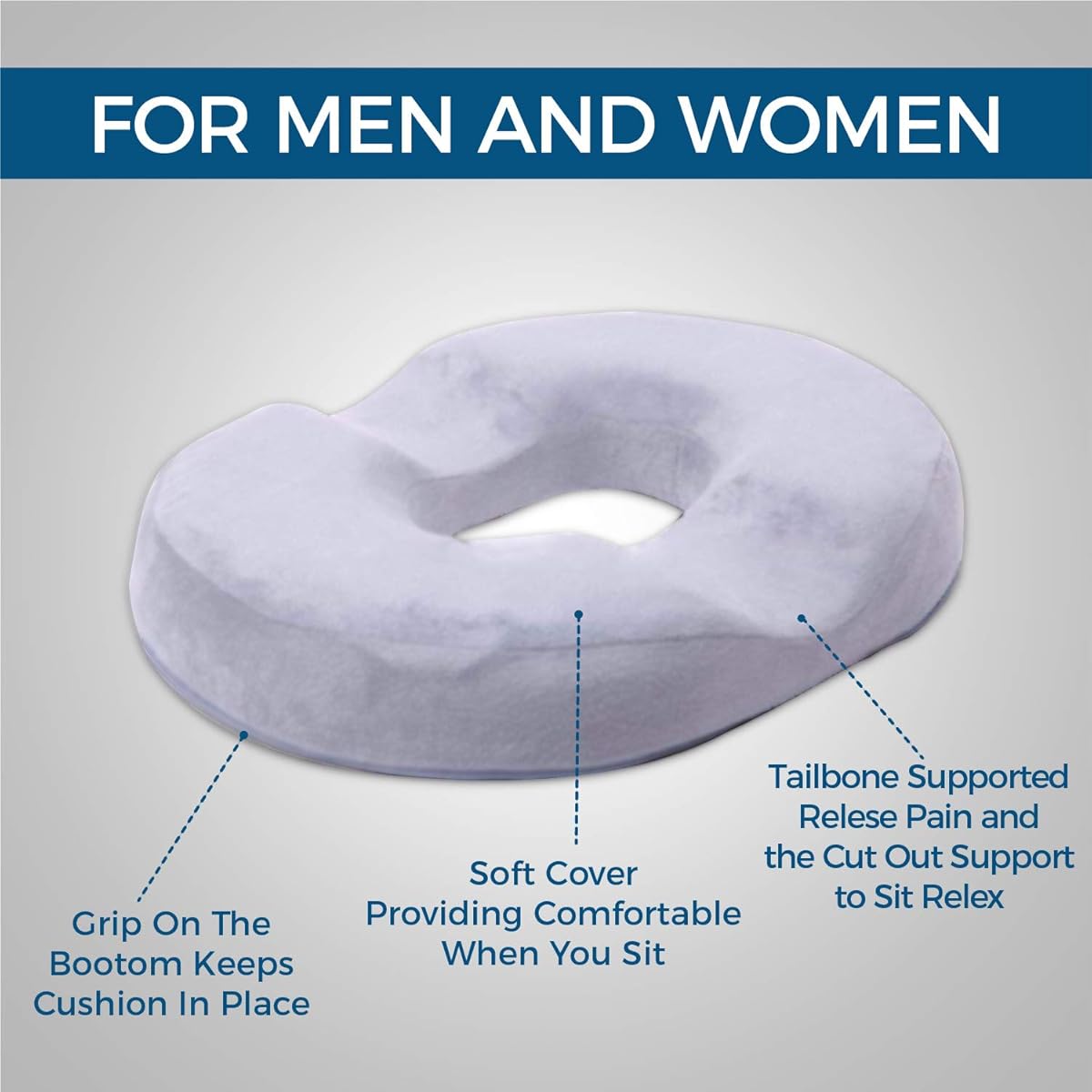 Donut Seat Cushion Orthopedic Ring Pillow for Hemorrhoids Tailbone Pain Relief Comfortable Sitting Support