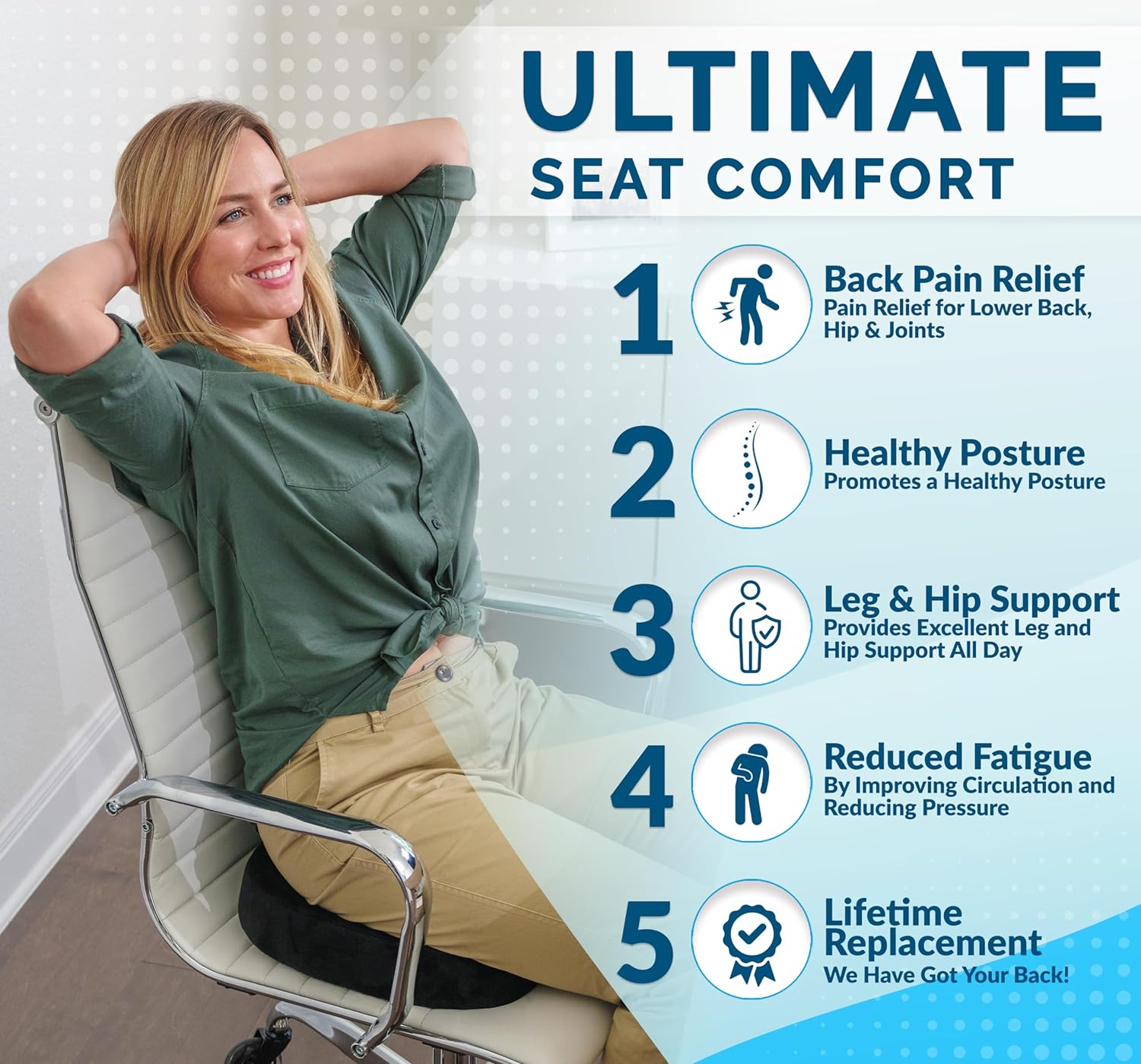 Coccyx Gel Seat Cushion Orthopedic Cooling Gel Memory Foam Cushion for Tailbone and Back Pain Relief