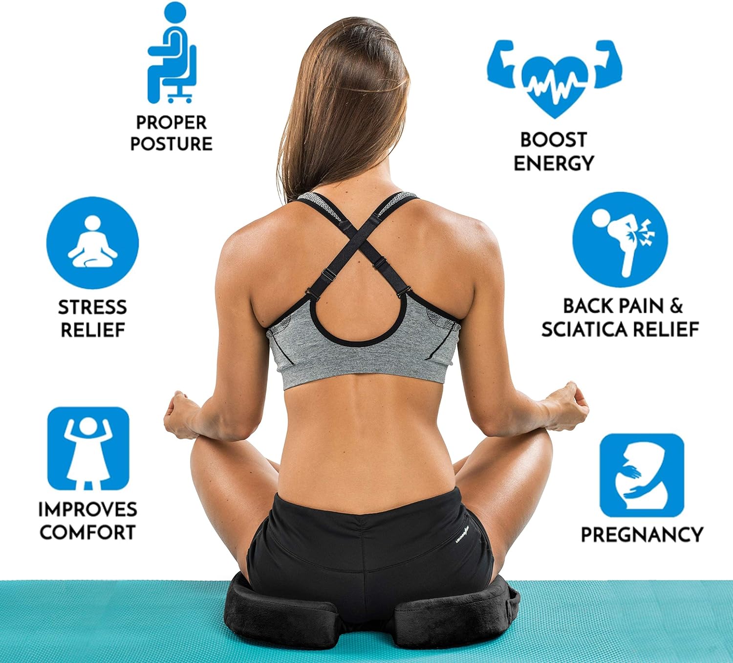 Coccyx Gel Seat Cushion Orthopedic Cooling Gel Memory Foam Cushion for Tailbone and Back Pain Relief