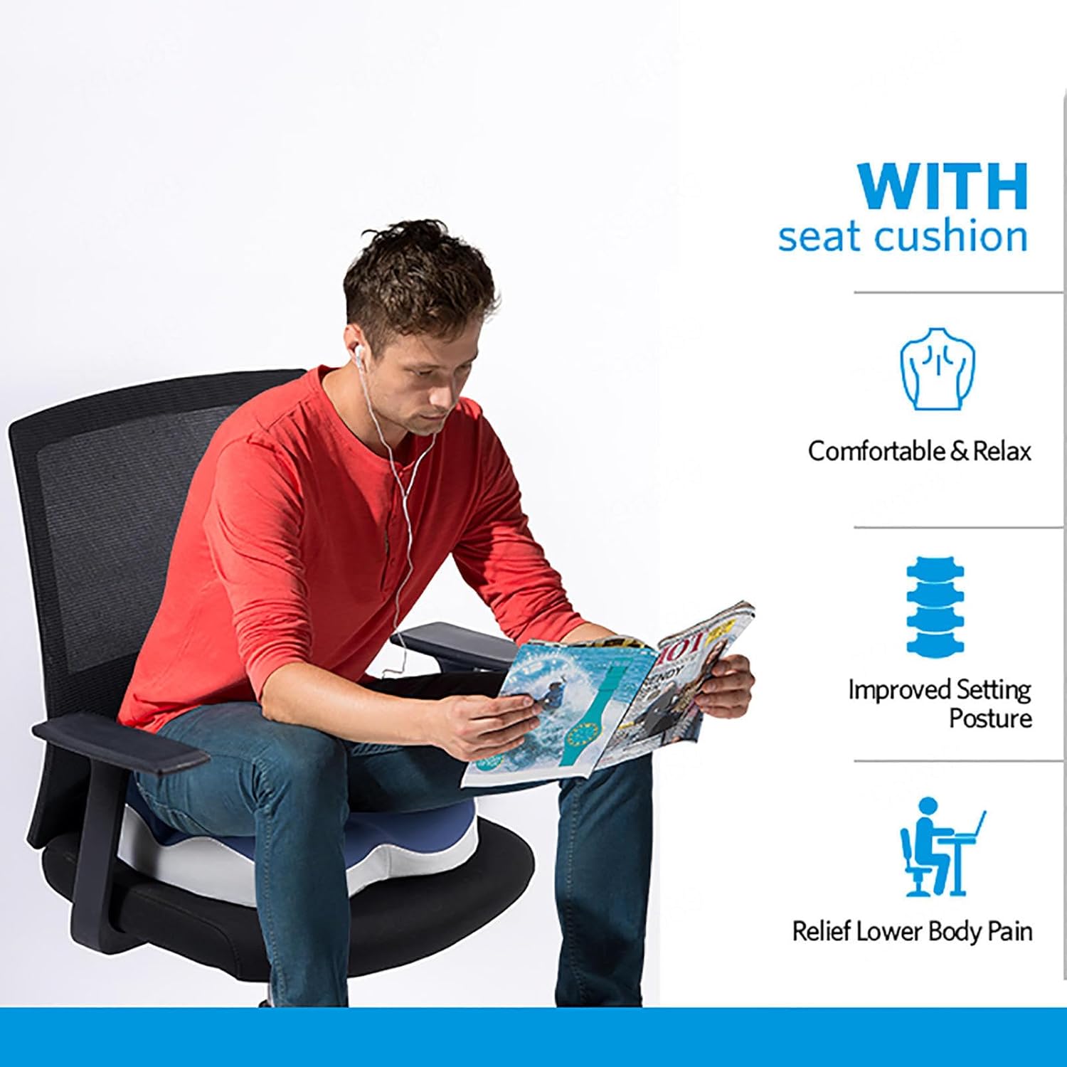 Premium Memory Foam Coccyx Cushion Seat Cushion for Tailbone Pain Relief Orthopedic Sitting Support