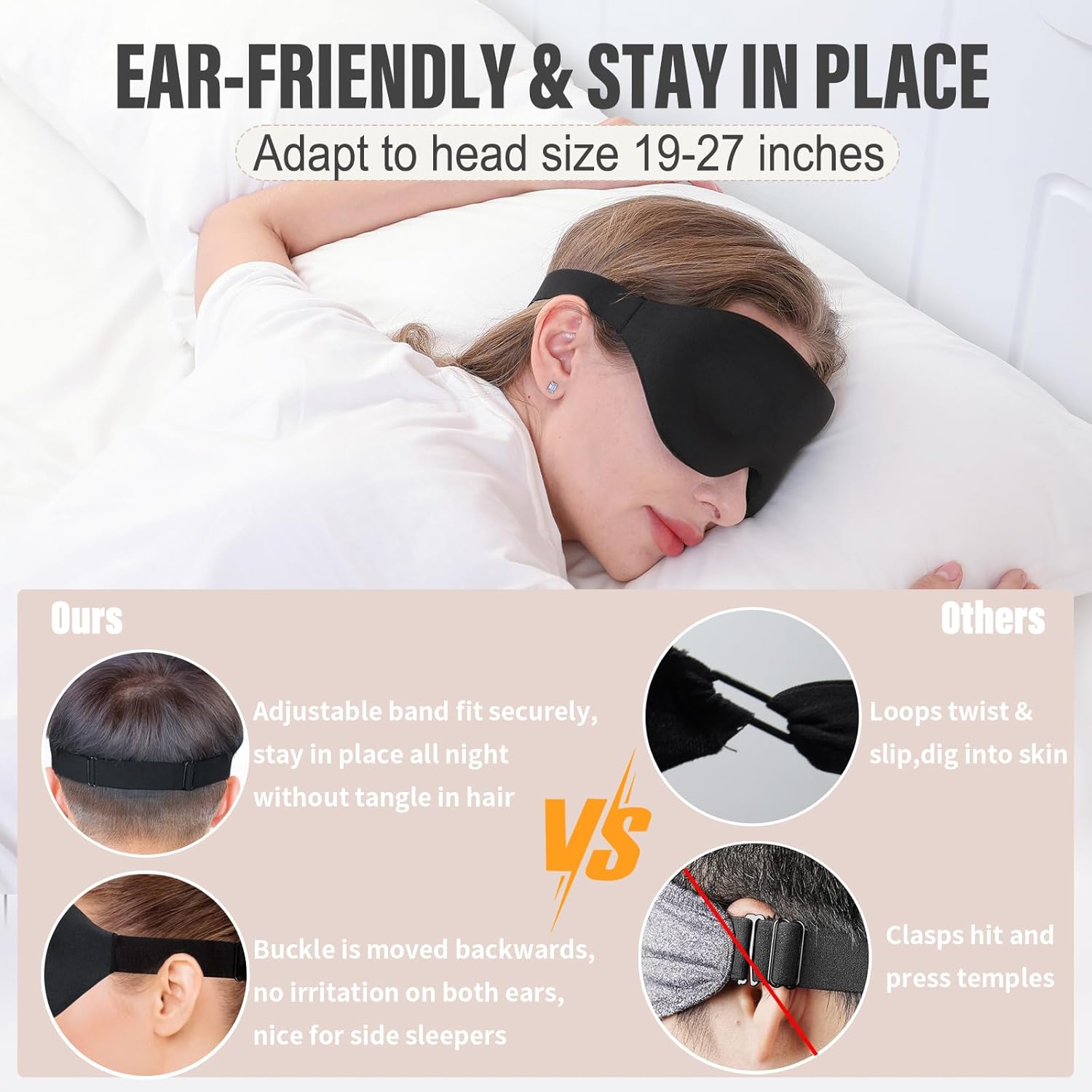 Sleeping Eye Mask Soft Light Blocking Sleep Mask Comfortable Adjustable Night Blindfold for Deep Sleep
