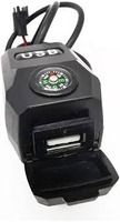 Motorcycle Handlebar USB Charger with Built-In Compass – 12V Water-Resistant Power Outlet for Bikes & Scooters