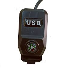 Motorcycle Handlebar USB Charger with Built-In Compass – 12V Water-Resistant Power Outlet for Bikes & Scooters
