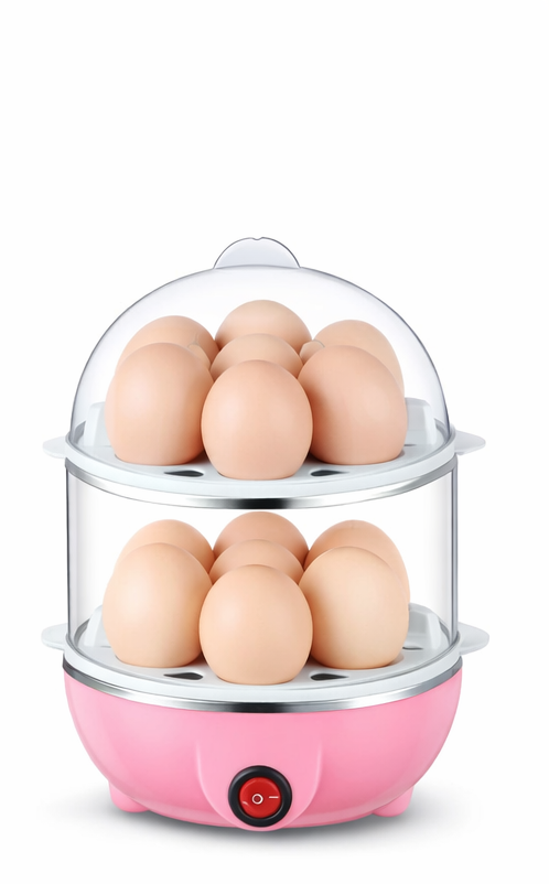 2-Layer Electric Egg Steamer - 14 Egg Capacity Automatic Boiler & Multi-functional Food Cooker (BPA-Free)