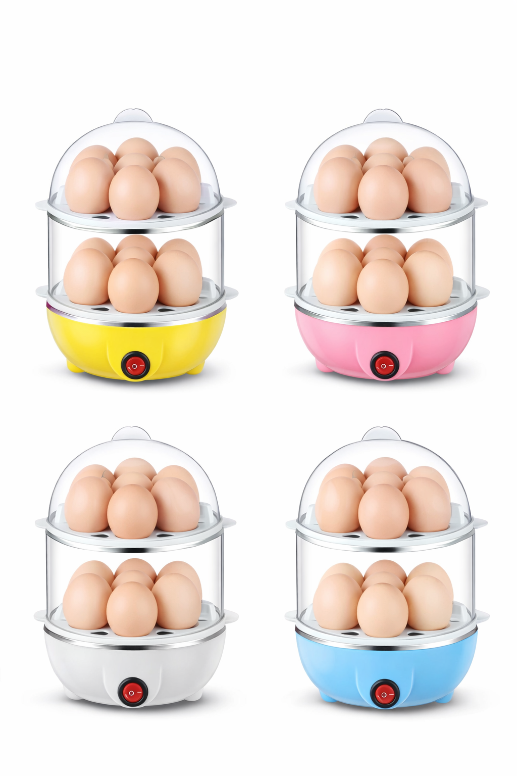 2-Layer Electric Egg Steamer - 14 Egg Capacity Automatic Boiler & Multi-functional Food Cooker (BPA-Free)