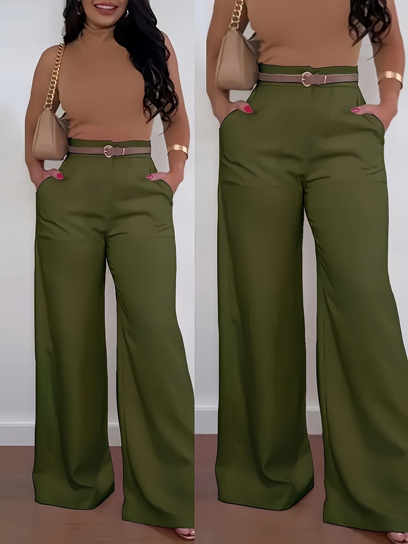 New women's trousers solid color casual wide-leg trousers suit trousers are suitable for daily leisure commuting office parties.