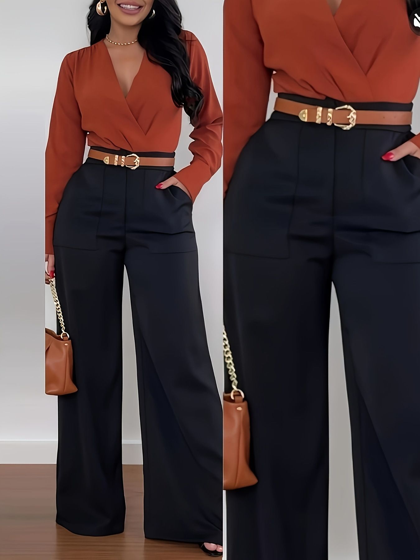 New women's trousers solid color casual wide-leg trousers suit trousers are suitable for daily leisure commuting office parties.