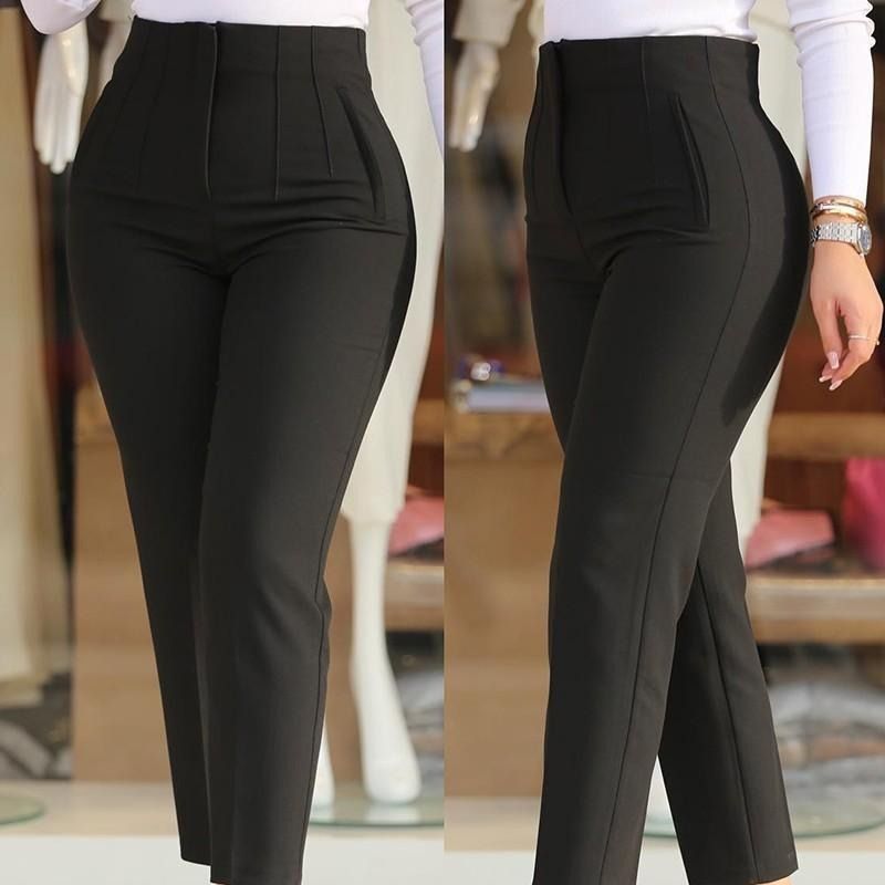 New women's trousers in summer are solid color, light and thin, high waist and slim pants. Ladies' casual pants are suitable for daily leisure and commuting.