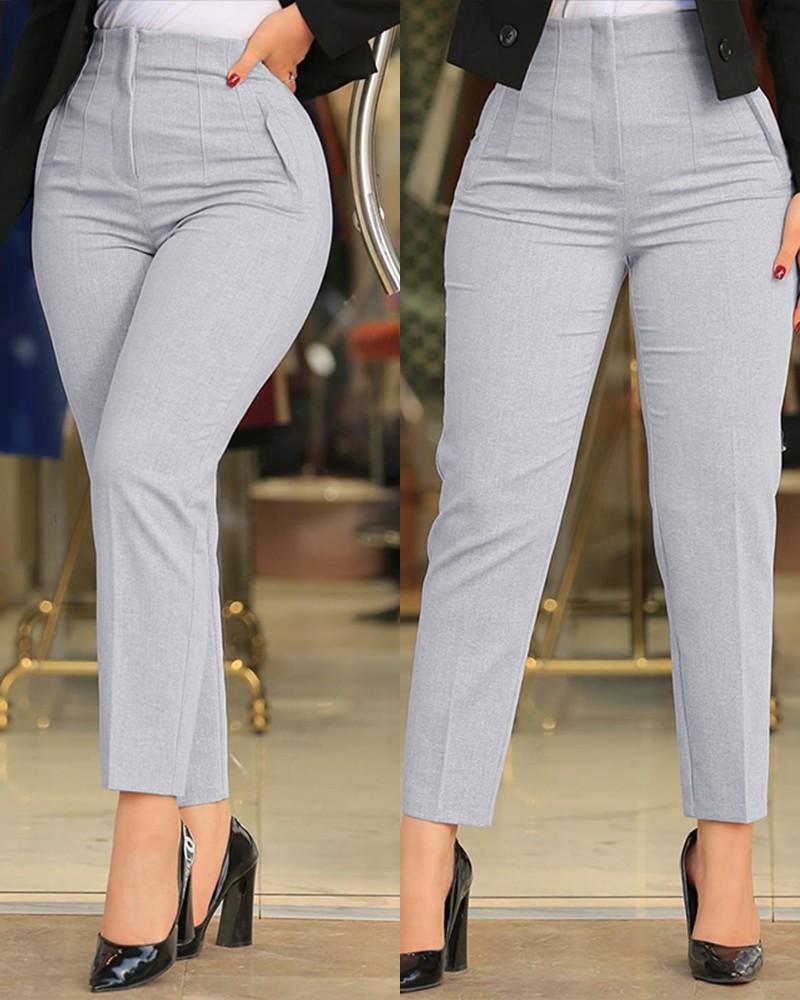 New women's trousers in summer are solid color, light and thin, high waist and slim pants. Ladies' casual pants are suitable for daily leisure and commuting.