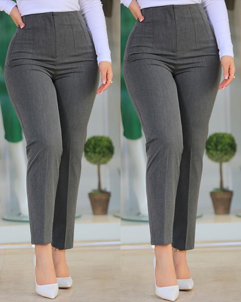 New women's trousers in summer are solid color, light and thin, high waist and slim pants. Ladies' casual pants are suitable for daily leisure and commuting.