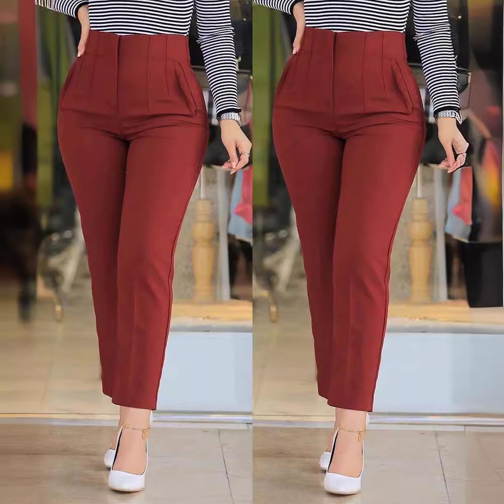 New women's trousers in summer are solid color, light and thin, high waist and slim pants. Ladies' casual pants are suitable for daily leisure and commuting.