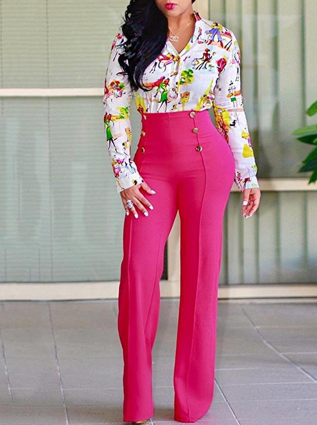 New women's trousers in summer are solid color, light and thin, high waist and double-breasted micro-trousers. Women's casual trousers are suitable for daily leisure commuting.