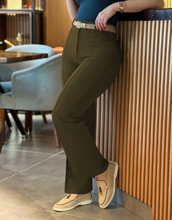 New women's trousers fashion temperament solid color high waist slim long ladies casual pants suitable for daily leisure commuting.