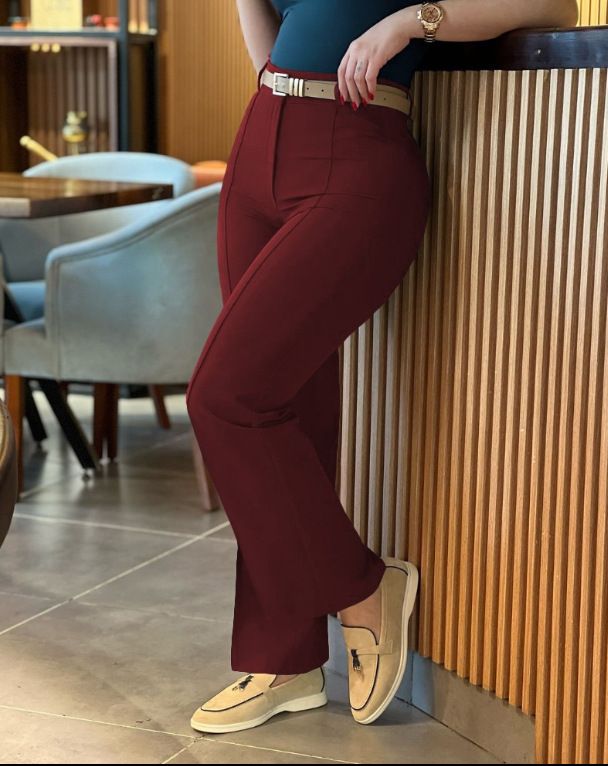 New women's trousers fashion temperament solid color high waist slim long ladies casual pants suitable for daily leisure commuting.
