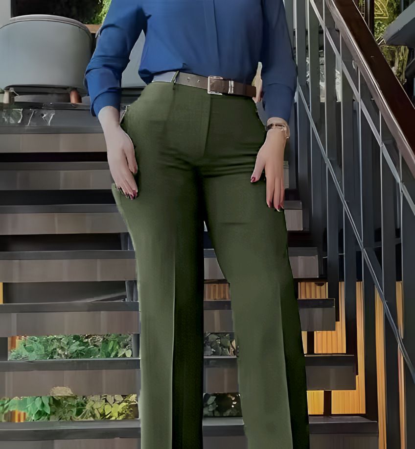 New women's trousers fashion temperament solid color high waist slim long ladies casual pants suitable for daily leisure commuting.