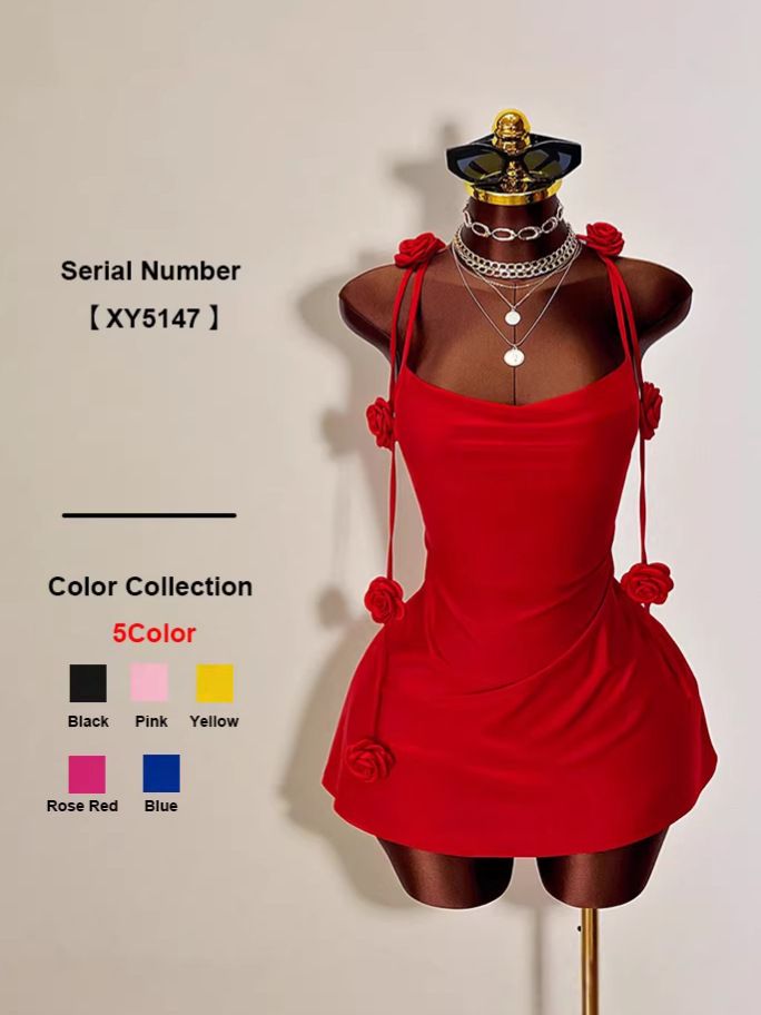 New women's dresses in summer are solid colors, sleeveless suspenders, backless slim hips, and short dresses suitable for daily casual commuting party dresses.