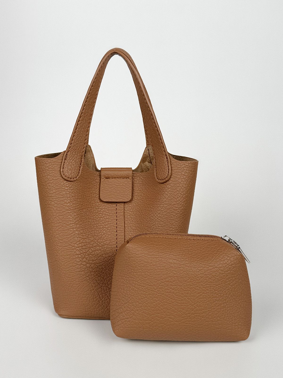 New handbag fashion solid color handbag Joker leisure bucket steamed stuffed bun mother bag is suitable for daily leisure commuting party.